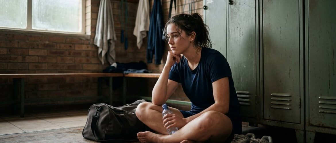 Deportista pensativo tras un entrenamiento reflexionando sobre el disfrute en el deporte